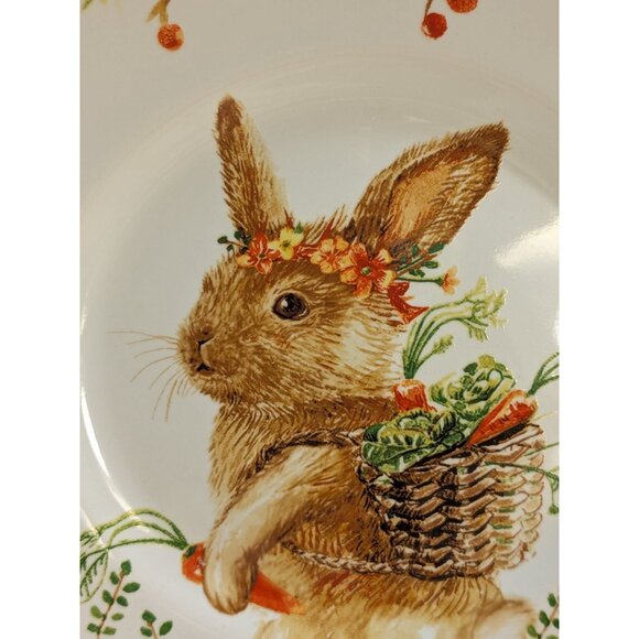 Pier 1 Lilly Easter Bunny Rabbit Salad Plates 8.5" Retired Collectible Set Of 4 - Picture 5 of 8